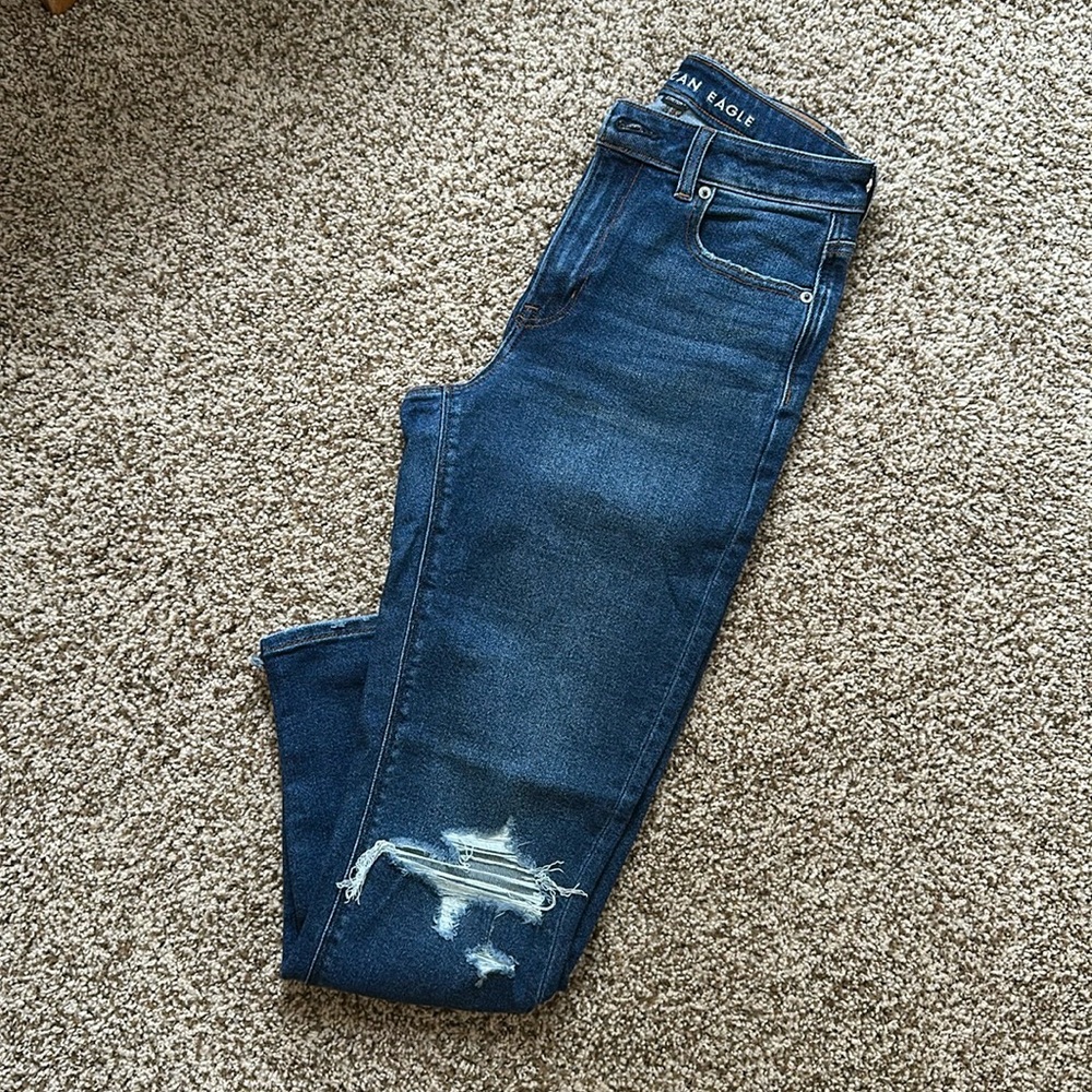 American Eagle Dark Blue Mom Jean Stretch